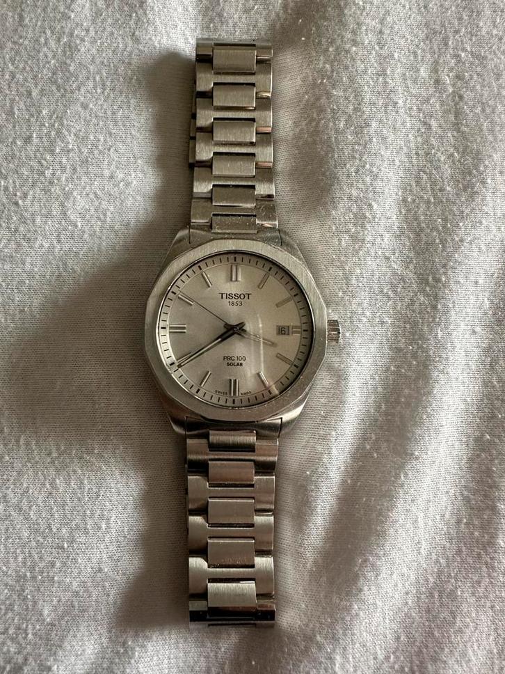 Montre Tissot PRC 100 Solar 39mm, Handtassen en Accessoires, Horloges | Heren, Zo goed als nieuw, Polshorloge, Staal, Staal, Ophalen of Verzenden