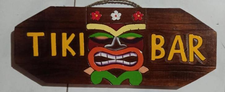planche Tiki bar 50 cm en bois d albesia, Antiek en Kunst, Kunst | Overige Kunst, Ophalen of Verzenden