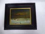 A5226 Landschap Schilderij ['s Nachts], Antiek en Kunst, Ophalen of Verzenden