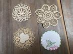 4 antieke vintage katoenen gehaakte placemats 15, 14, 12 cm, Hobby en Vrije tijd, Breien en Haken, Verzenden, Gebruikt, Haken