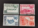 Ijsland 1949 - 75 jaar UPU - landkaart, Reykjavik, paarden, Postzegels en Munten, IJsland, Ophalen of Verzenden, Gestempeld