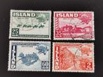 Ijsland 1949 - 75 jaar UPU - landkaart, Reykjavik, paarden, IJsland, Ophalen of Verzenden, Gestempeld