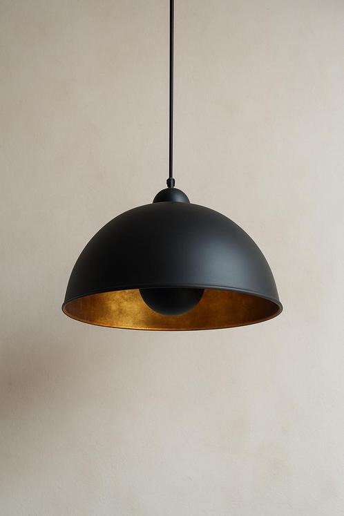 Hanglamp - zwart en goudkleurig - industrieel design, Huis en Inrichting, Lampen | Hanglampen, Zo goed als nieuw, Metaal, Ophalen