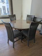 Rotan tafel   & stoelen, Huis en Inrichting, Ophalen, Gebruikt, Glas, Rond