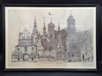 oude pentekening-houtskool tekening, jaren 70, Antiek en Kunst, Curiosa en Brocante, Ophalen of Verzenden