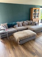 Grote comfortabele hoekzetel + poef, Huis en Inrichting, Zetels | Zetels, Ophalen, Gebruikt, 100 tot 125 cm, Hoekbank