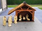 Grote houten kerststal met stenen beelden, Diversen, Kerst, Ophalen