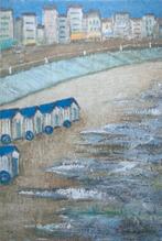 HUBERT DE VRIES / STRANDZICHT / KLEURLITHO / 56x38cm / SIG, Antiek en Kunst, Ophalen of Verzenden