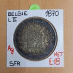 5 FR  1870    LEOPOLD II    BELGIE     ZILVER     € 18, Argent, Enlèvement ou Envoi, Monnaie en vrac, Argent