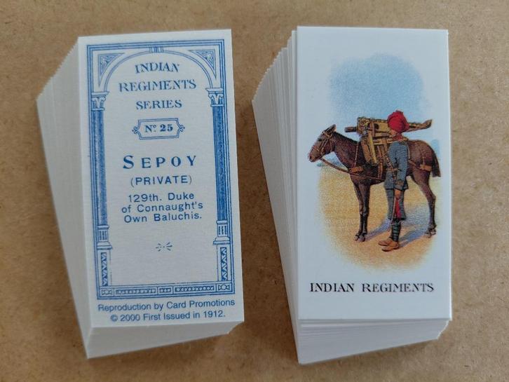 Indian Regiments Series complete set 50 chromos REPRO, Verzamelen, Militaria | Algemeen, Landmacht, Overige typen, Ophalen of Verzenden