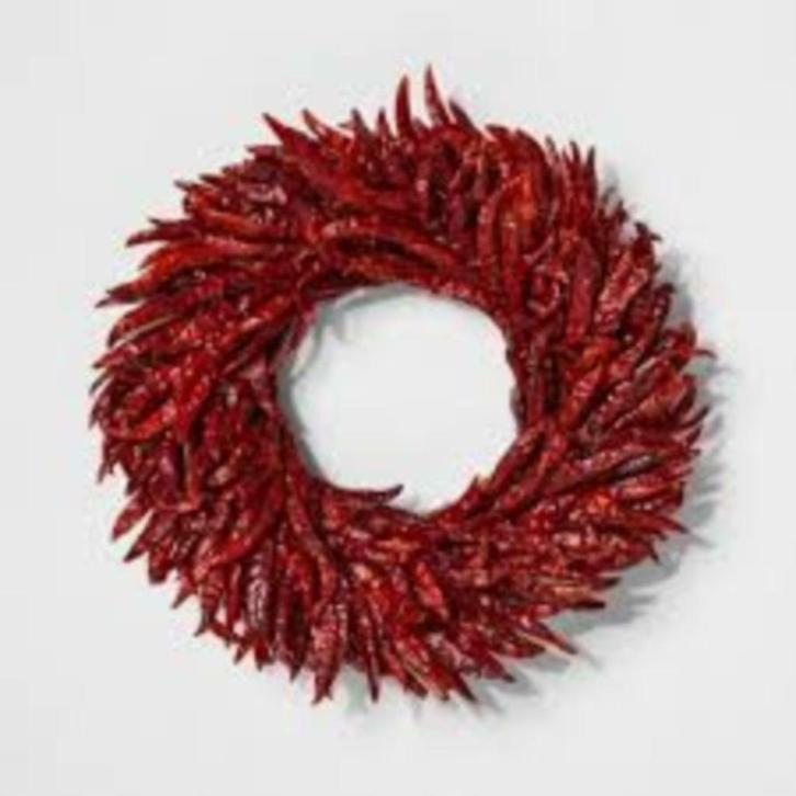 Krans van gedroogde rode pepers, Huis en Inrichting, Woonaccessoires | Kransen, Nieuw, Ophalen of Verzenden