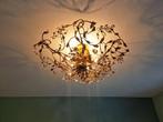 Grand plafonnier italien en métal doré et cristal, 1970, Enlèvement