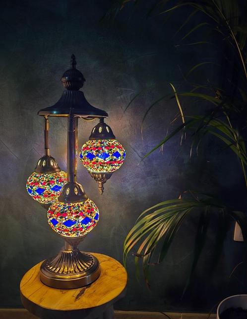 Turkse mozaïeklamp, Huis en Inrichting, Lampen | Tafellampen, Nieuw, Glas, Metaal, Ophalen of Verzenden