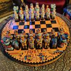 Prachtig schaakbord met set terracotta pionnen te koop., Hobby & Loisirs créatifs, Sport cérébral & Puzzles, Comme neuf, Échecs
