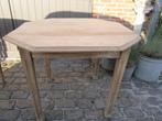 Mooie vintage originele 8 hoekige tafel olm blank hout, Ophalen