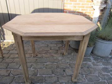Belle table vintage originale en bois d'orme blanc de 8 carr