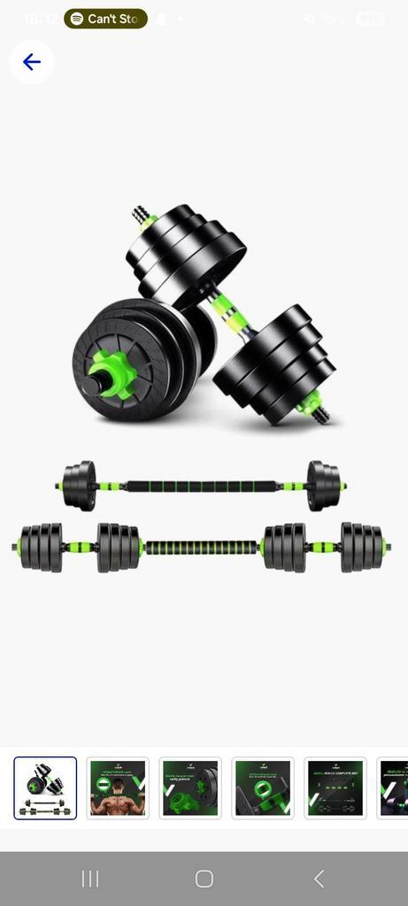 Gewichtenset dumbbell & barbell (verstelbaar), Sport en Fitness, Fitnessmaterialen, Zo goed als nieuw, Ophalen