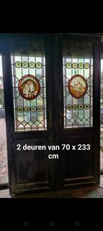 Antieke Glas in lood deuren, Ophalen, Zo goed als nieuw, Glas