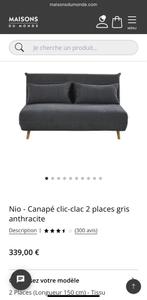 Canapé lit 140 cm gris, Huis en Inrichting, Ophalen, Zo goed als nieuw, Grijs, 140 cm