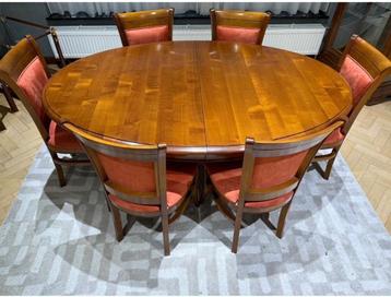 Salle à manger complète en merisier, Enlèvement, Comme neuf, Classique chic, 6 à 8 chaises