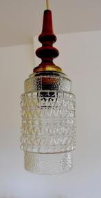 Hanglamp glas + teak, Minder dan 50 cm, Glas, Vintage, Zo goed als nieuw