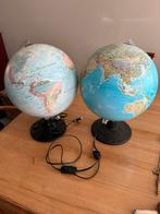 2 werelbollen met verlichting, Huis en Inrichting, Woonaccessoires | Wereldbollen, Ophalen of Verzenden, Zo goed als nieuw