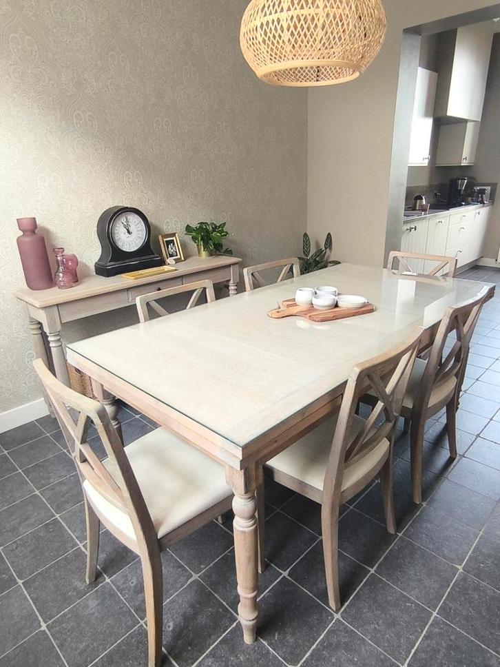 Eiken Tafel met 6 stoelen, Huis en Inrichting, Tafels | Eettafels, Gebruikt, 50 tot 100 cm, 150 tot 200 cm, Vijf personen of meer