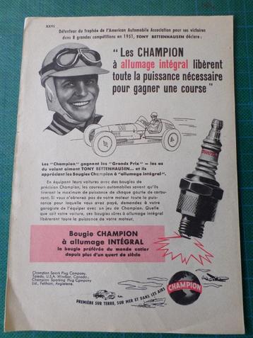 Tony Bettenhausen - bougies Champion - publ. papier - 1952 beschikbaar voor biedingen