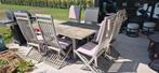 Teak tuinset. Tafel met 6 stoelen + kussens, Tuin en Terras, Tuinsets en Loungesets, Ophalen, Zo goed als nieuw, Hout, Tuinset