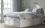 Bed 200x160 met 4 opberglades, 160 cm, Gebruikt, Wit, Hout