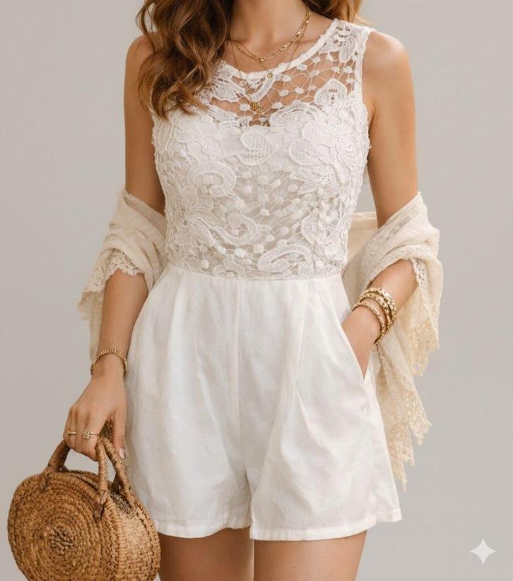 witte leuke jumpsuit playsuit, Kleding | Dames, Jumpsuits, Verzenden