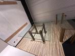 Tafel Glas - Metalen poot - Roestkleur, Huis en Inrichting, Tafels | Eettafels, Ophalen, Glas