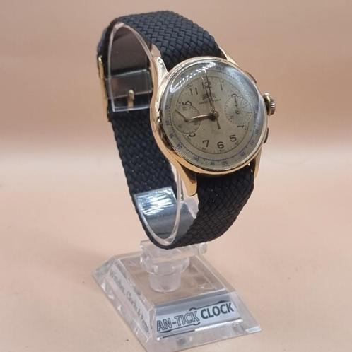 Egona chronograaf horloge in 18 karaat goud, Antiek en Kunst, Antiek | Zilver en Goud, Goud, Verzenden