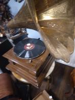 Oude grammofoon master voice,  met  platen, Antiek en Kunst, Ophalen