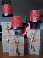 Bougeoirs en bois, Huis en Inrichting, Woonaccessoires | Kandelaars en Kaarsen, Ophalen, Grijs, Nieuw, Kaars