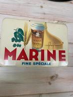 Ancienne assiette en fer blanc Marine Lager 1958, Panneau, Plaque ou Plaquette publicitaire, Comme neuf, Enlèvement