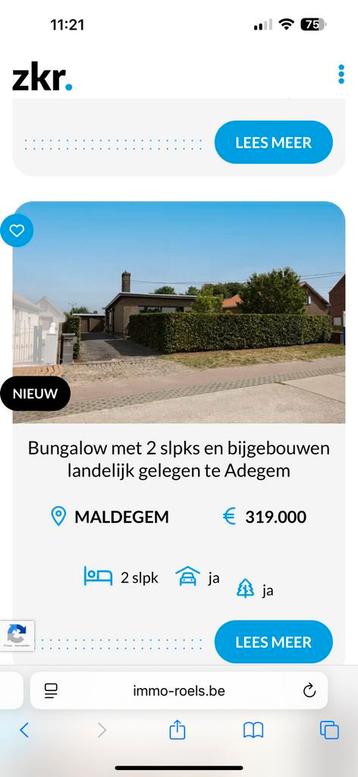 Bungalow in mooie natuur Adegem / Maldegem beschikbaar voor biedingen
