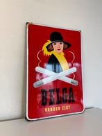 BELGA emaille reclamebord 1953, Verzamelen, Ophalen of Verzenden, Gebruikt, Reclamebord
