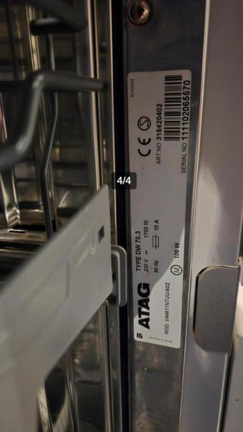 InbouwVaatwasser ATAG DW70.3, Elektronische apparatuur, Vaatwasmachines, Gebruikt, Inbouw, 85 tot 90 cm, 45 tot 60 cm, 10 tot 14 liter