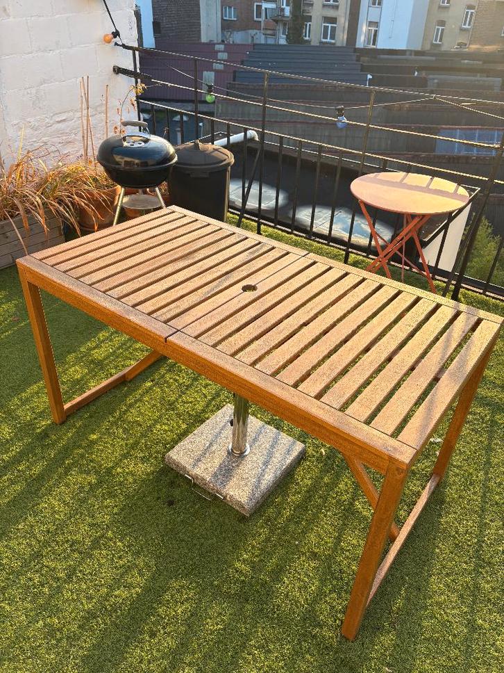 Tuintafel Ikea NÄMMARÖ + beschermhoes, Jardin & Terrasse, Tables de jardin, Utilisé, Rectangulaire, Bois, Enlèvement