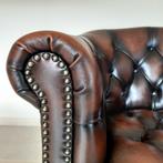 Fauteuil Chesterfield van echt leer, Huis en Inrichting, Fauteuils, Ophalen, Zo goed als nieuw, Leer
