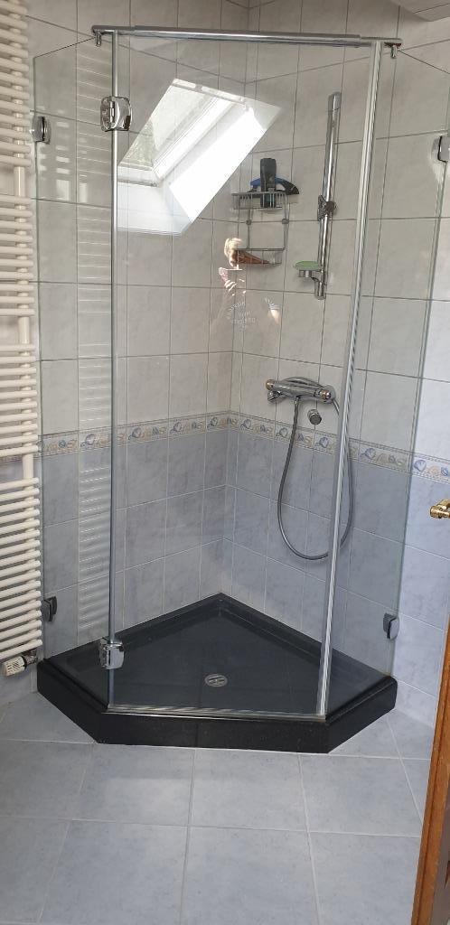 Tub de douche en pierre bleue, Doe-het-zelf en Bouw, Sanitair, Gebruikt, Douche, Glas, Steen, Ophalen
