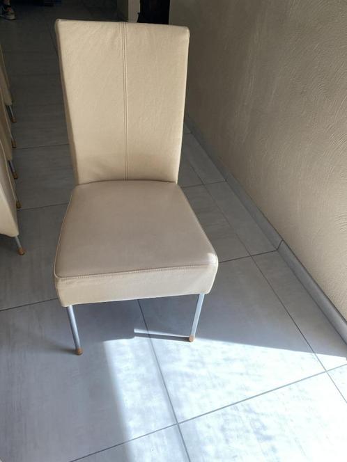10 lederen beige stoelen te koop, Huis en Inrichting, Stoelen, Zo goed als nieuw, Vijf, Zes of meer stoelen, Leer, Overige kleuren