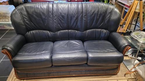 3-zit leder salon, Huis en Inrichting, Zetels | Zetels, Zo goed als nieuw, Rechte bank, Driepersoons, 150 tot 200 cm, 75 tot 100 cm