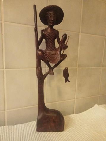 visser in gesneden hout -Indonesisch -hoogte 42 cm, Ophalen of Verzenden