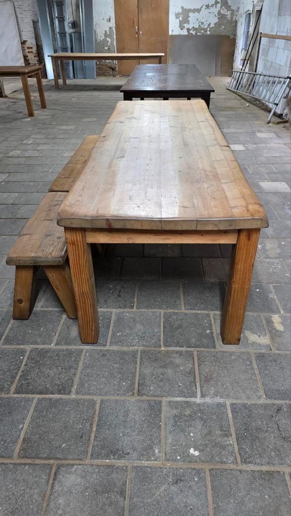 270 cm lange boerentafel met 2 banken, Huis en Inrichting, Tafels | Eettafels, Gebruikt, Ophalen