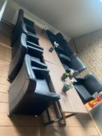 Zwart rollend fauteuil, Huis en Inrichting, Stoelen, Ophalen, Zwart, Leer, Zo goed als nieuw