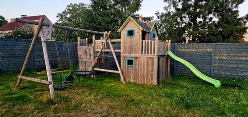 Schommelset met toren loopbrug huisje glijbaan, Tuin en Terras, Overige Tuin en Terras, Gebruikt, Ophalen