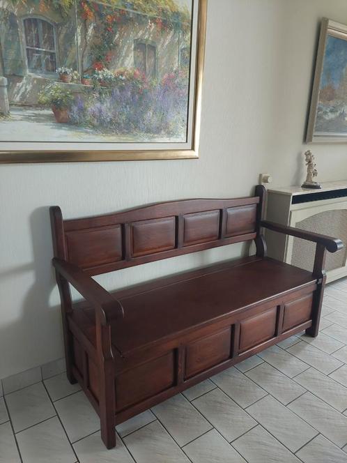 Donkere massief eiken zitbank, Antiek en Kunst, Antiek | Meubels | Stoelen en Sofa's, Ophalen