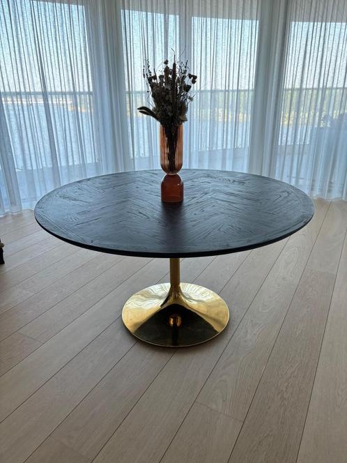 Richmond Ronde Eettafel 'Black' Eiken, 140cm, Huis en Inrichting, Tafels | Eettafels, Zo goed als nieuw, 150 tot 200 cm, 100 tot 150 cm